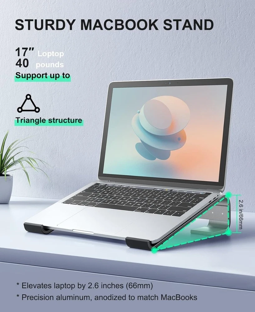 Laptop Stand for Desk, Ergonomic Detachable￼ Laptop Riser, Black, Mac, Dell, La.