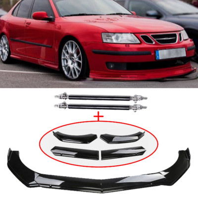 Front Bumper Lip Splitter Spoiler +Strut Rods Bar Rods For Saab 9-3 9-5