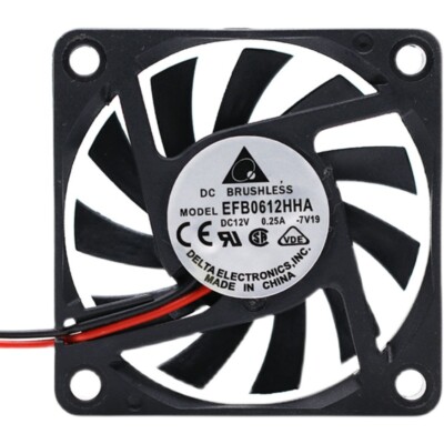 Delta EFB0612HHA 12V 0.25A 60*60*10MM 6CM 2wires Cooling Fan