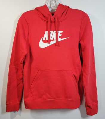Nike Club Fleece Logo Hoodie Women's XS University Red/White