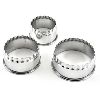 3pc Rund Edelstahl Ausstechform Set Backen Teig Ausstecher Aufschnittmaschinen - Bild 1 von 4