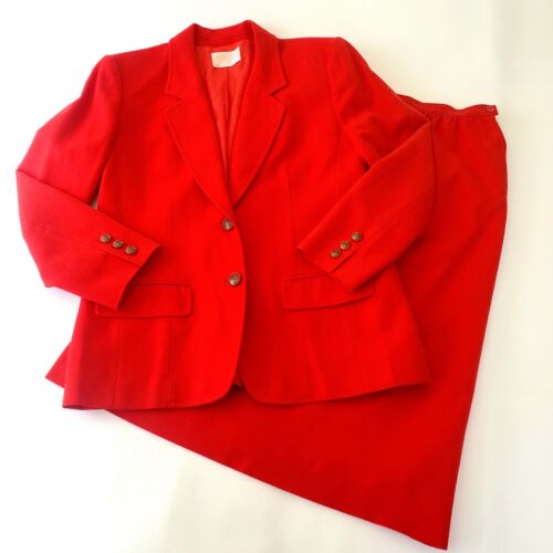 Vintage Pendleton Size 8 Blazer & Skirt Suit Bright Red Pockets Lined Read  - Picture 1 of 24