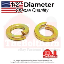1/2" Grade 8 Split Lock Washers Zinc Yellow USA Made (Pick Quantity)