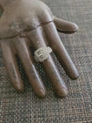 VINTAGE STERLING SILVER MARCASITES UNIQUE BUCKLE RING SIZE 6.75 925