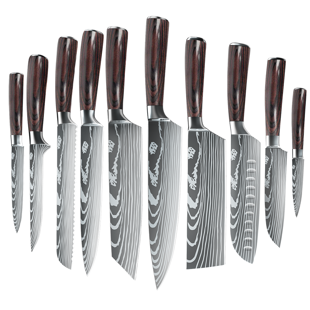 10 PCS Kitchen Chef Knife Sets Boxed Knives 440A Stainless Steel