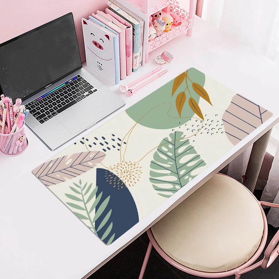 Plant Green Leaf Mouse Pad Minimalist Beige Mouse Pad for Keyboard and Desk Mat - Image 3 of 4
