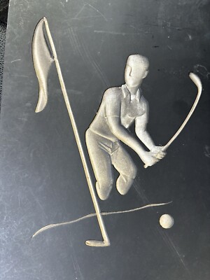 1961 Hans Richter Plaster Golfer Plaque Negative Relief