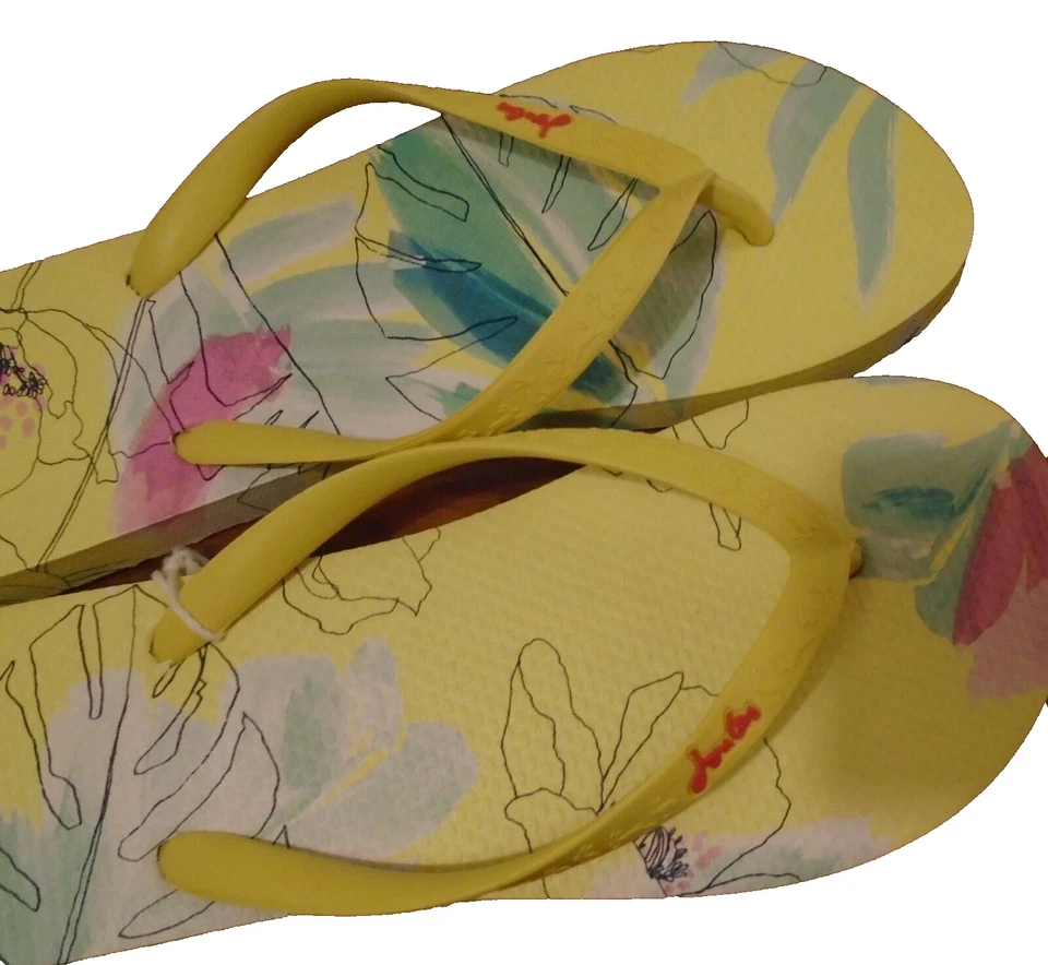 Chanclas Joules Estampado Hojas Sandalia Floral Amarilla Talla 5/38 Etiquetas Nuevas Nuevas con Etiquetas - Imagen 2 de 2