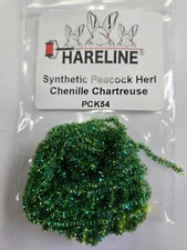 Hareline  Synthetic Peacock Herl Chenille   color # PCK54   Chartreuse