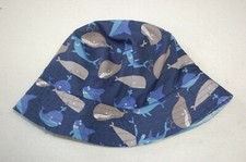 Toddler Boys BLUE SUN HAT w/ WHALES  SHARKS Brimmed ONE SIZE