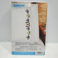 Janlynn Butterfly Pansies Pillowcase Pair Stamped Cross Stitch