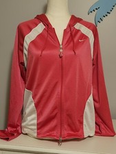 Nike Vintage Pink White Track Jacket Full Zip Hooded Size L 12-14