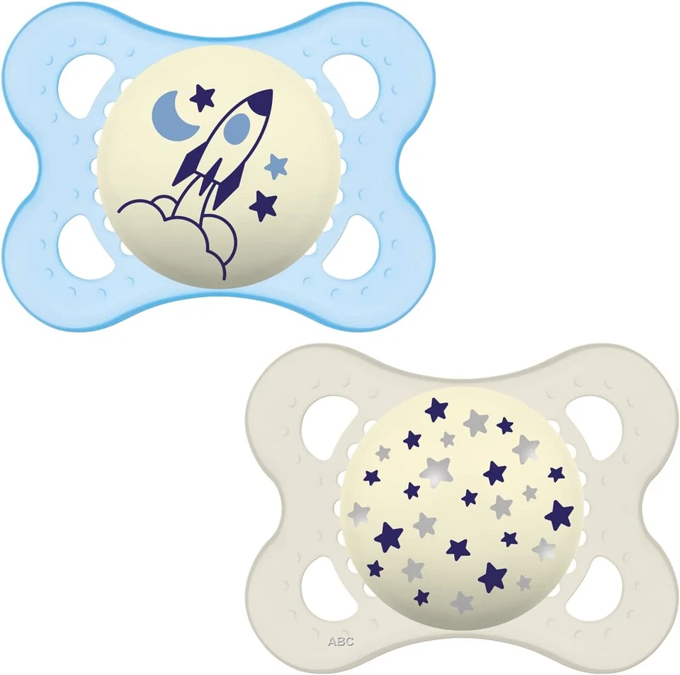 Product Image for MAM Night Soothers 0+ Months Pack of 2, Glow in the Dark Baby Soothers with Self