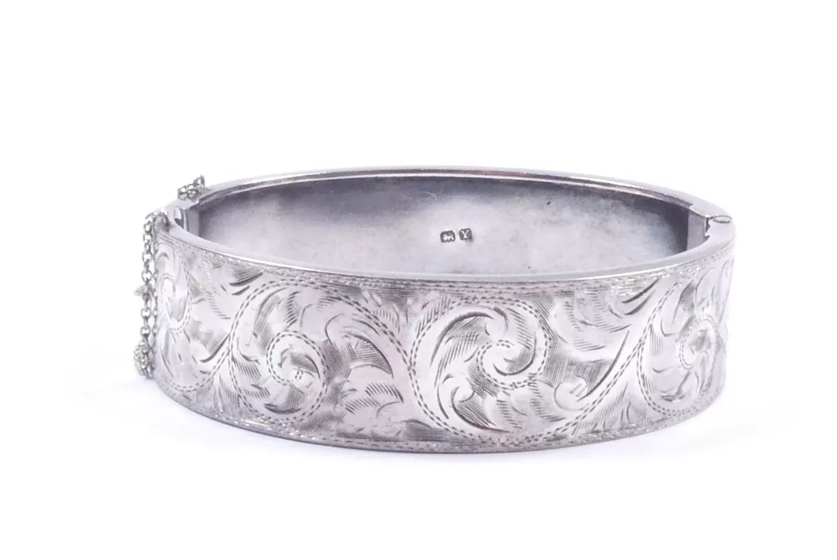 Antique Sterling Silver Bangle Bracelet Walker & Hall 1948