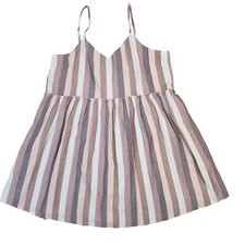 Madewell Size XL Ruffle-waist Babydoll Cami Striped Mini Dress Spaghetti Straps 