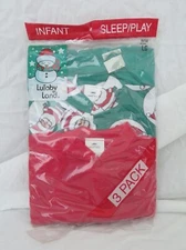 New Vintage 3 Pack Lullaby Land Baby Christmas Sleeper Footie Pajamas 12 Months 