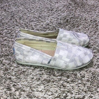 Toms Womens Shoes Size 6 White Gray Geometric Pattern