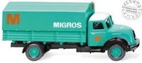 "Wiking 042602 H0 1:87 - Lkw Magirus Sirius Mit Pritsche Mit Plane T \" Migros \""