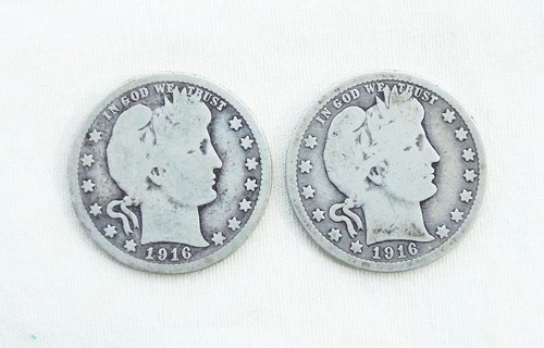 Lot of 2 Barber Quarters 1916-P and 1916_D