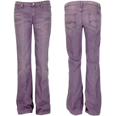 7 FOR ALL MANKIND Womens Jeans Low Flare Flare Pants Ginger Distressed Purple [W29]