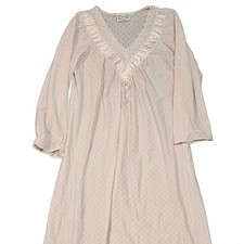 VTG Komar Nightgown M Blush Pink Lace Ribbon Cottagecore Grandmacore Tradwife