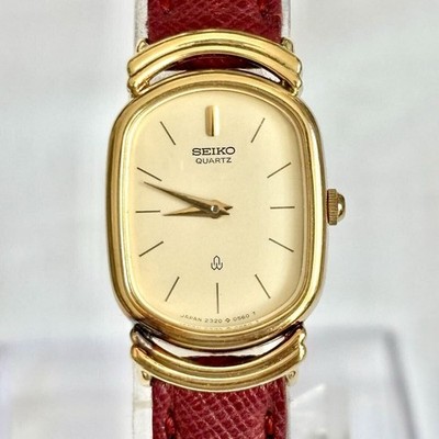 SEIKO Women's Watch 2320-5340 Oval Gold Dial Quartz New Battery