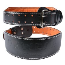 Leather Weight Lifting Belt, 4   6  Padded Lumbar Back Support, 10 Adjustable ...