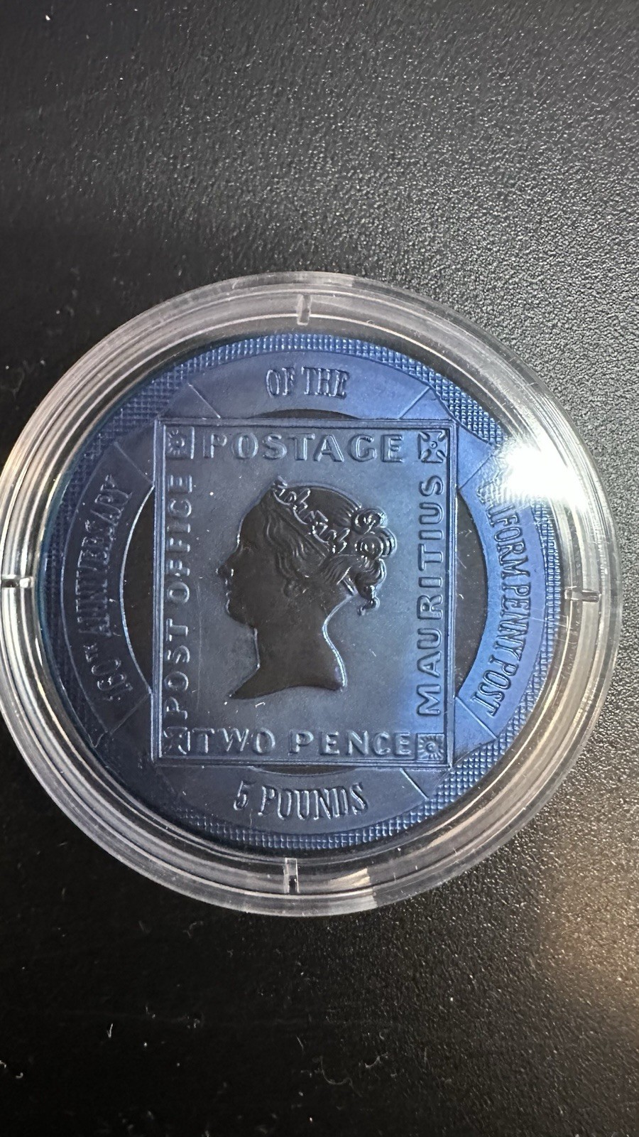 2000 Gibraltar 5 Pounds Titanium Tuppenny Blue Coin W/ COA.