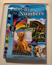 Vintage Paint by Numbers Dog Painting Kit Set of 3