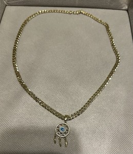 Authentic 14k Gold plated HQ Link Chain Necklace, dream catcher Charm Pendant