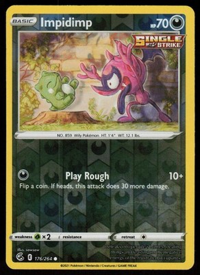 Impidimp 176/264 Common Fusion Strike Pokemon Reverse Holo Lightly Played