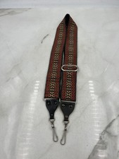 Vintage Boho Guitar Strap Woven Ethnic Pattern Adjustable Leather Ends 31x2.5in