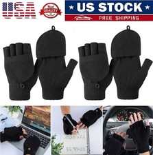 2  Knitted Convertible Mittens Flap Fingerless Gloves Warm Thermal Winter Gift