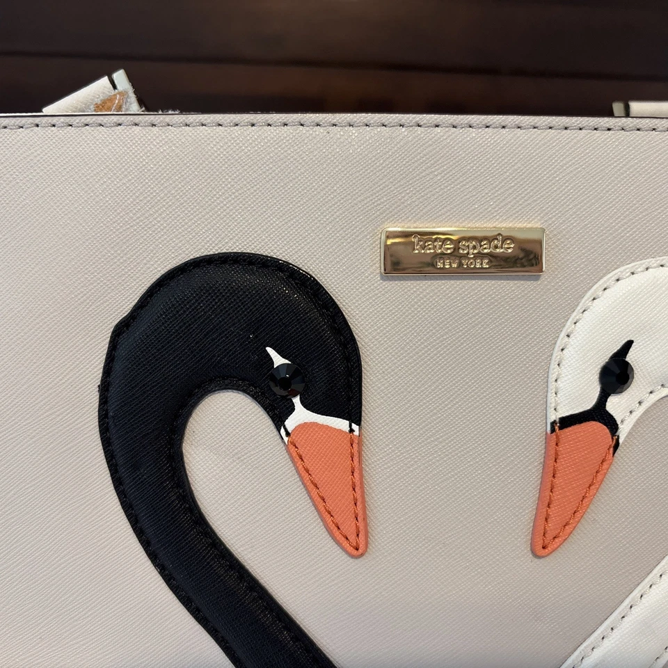 Kate Spade Extra Large “Jules On Point” Zip Top Tote Black White Swan - Image 3 of 4