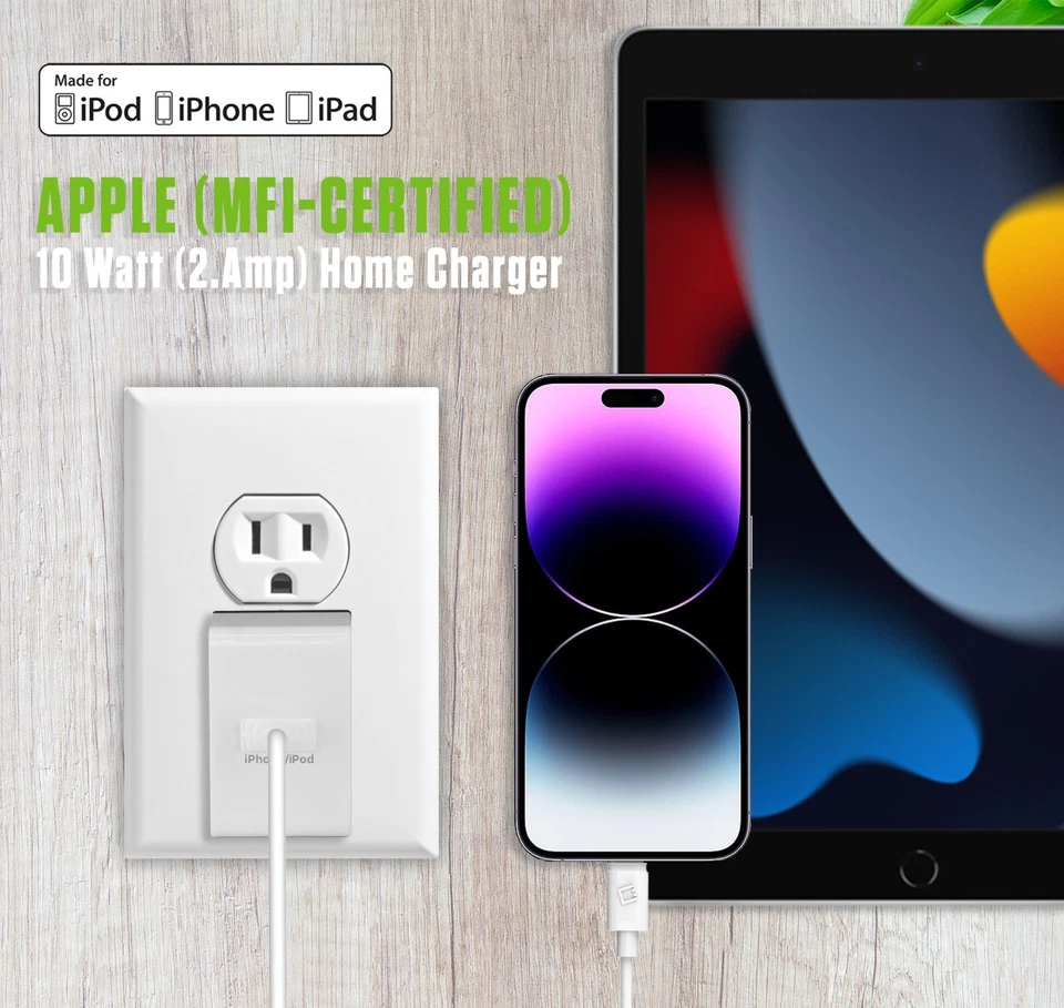 NEW Cellet 10W 2A Apple MFi Certified Home Wall Charger w/ 4ft Lightning Cable - Image 2 of 4