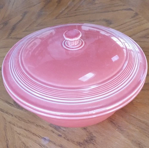 Homer Laughlin Fiesta Pink Ceramic Round Casserole With Lid Lead Free