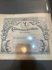 Antique Original 1890 PA Confirmation Certificate ESTATE SALE-make an offer