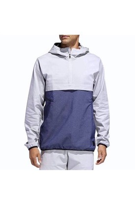 ADIDAS  Mens Adicross Gray/Blue Anorak Golf/Casual Jacket Water-Resistant Hood