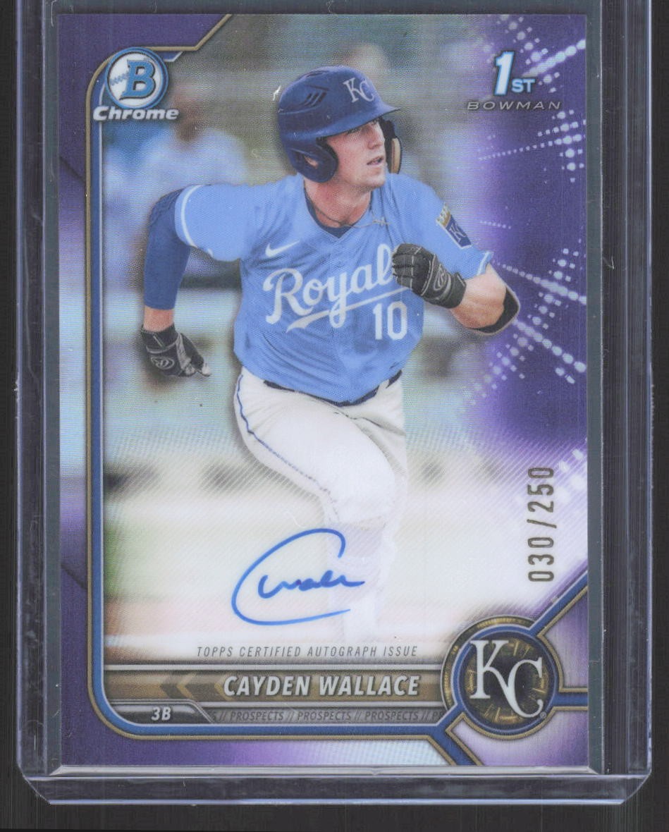 2022 Bowman Draft #CDA-CW Cayden Wallace 1st Chrome Auto Purple #/250