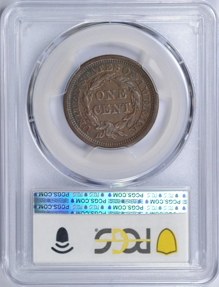 1857 BRAIDED HAIR LARGE CENT LARGE DATE PCGS XF40 NICE COIN - Image 2 of 3