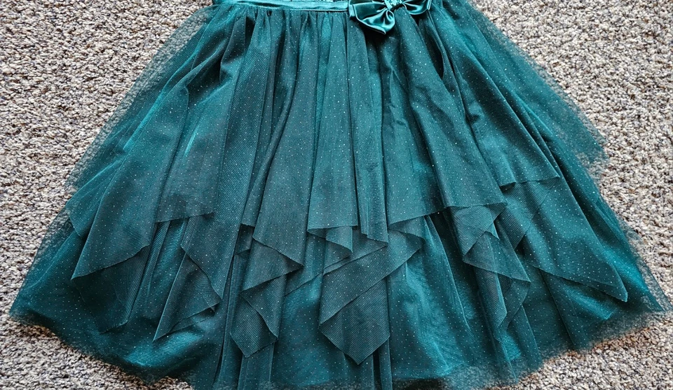 Jona Michelle 女孩绿色亮片薄纱派对礼服美国 10 码 — 第 2/4 张图片