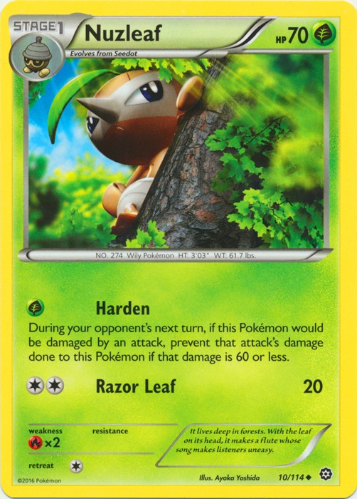 Nuzleaf - 10/114 - Uncommon (Lp) Steam Siege - Grass Pokémon