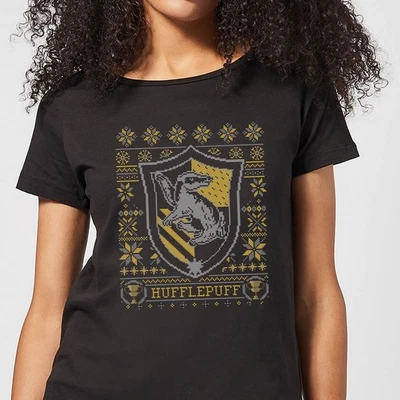 ZAVVI Harry Potter Hufflepuff Crest Women's Christmas T-Shirt - Black