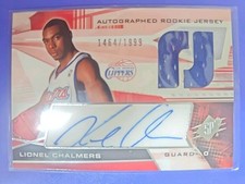 ? LIONEL CHALMERS 2004-05 SPx Rookie Jersey AUTO On Card RC /1999 . rookie card picture