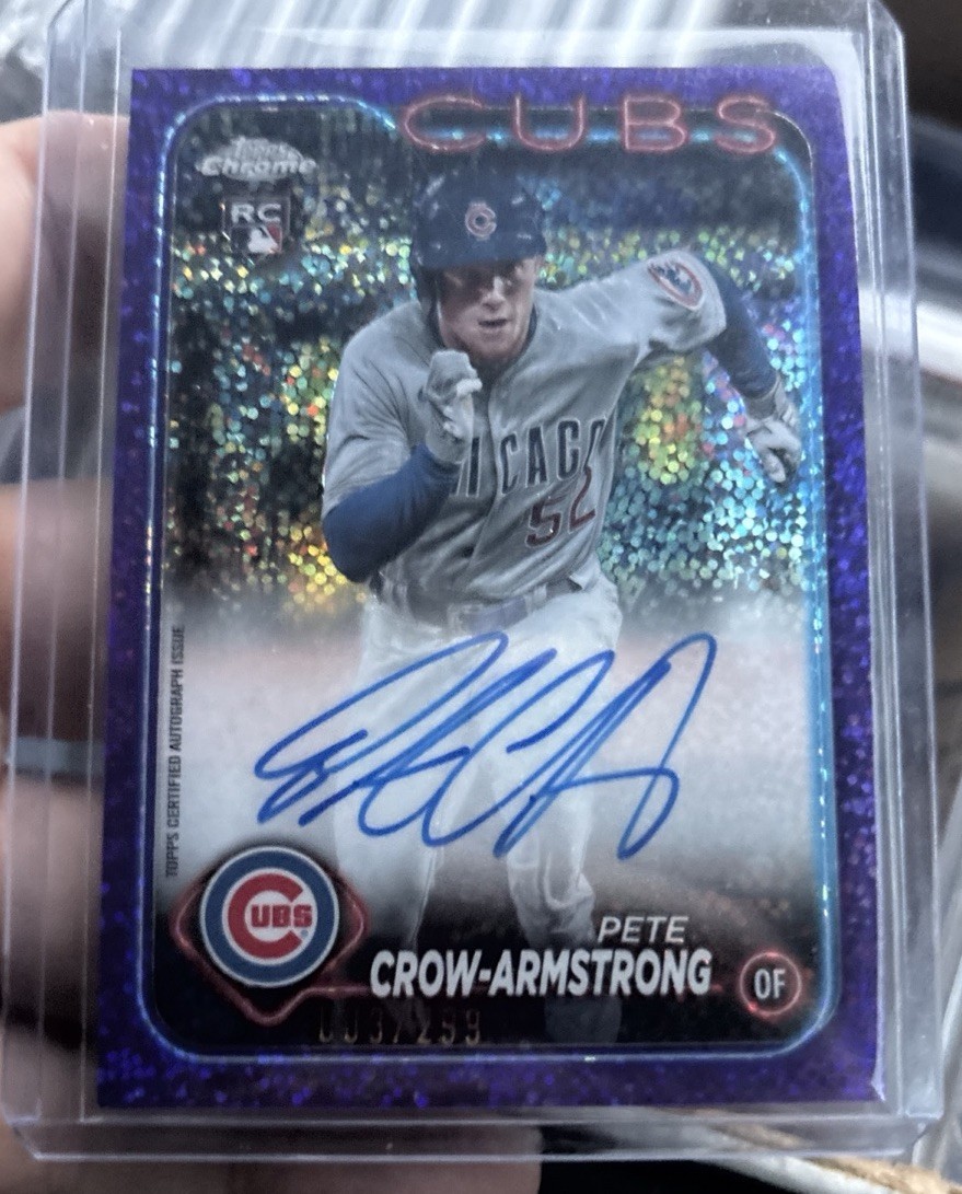 Pete Crow-Armstrong 2024 Topps Chrome Purple Speckle Auto - RA-PC - /299 - Cubs
