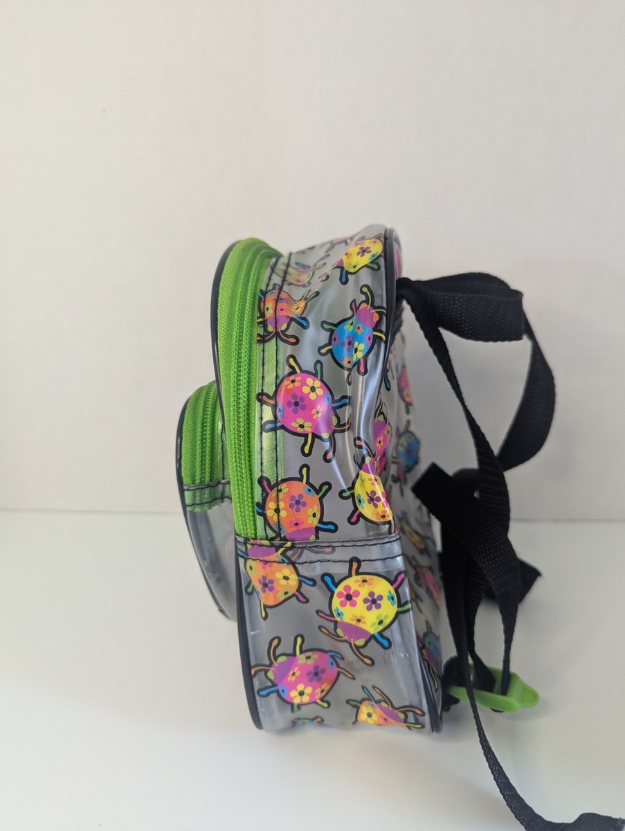 Vintage Lisa Frank Ladybug Clear Mini Backpack Flowers Heart