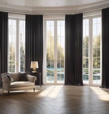 18 ft Extra Length Sheer 100"W x 216"L Pack of 1 Black Sheer Curtains