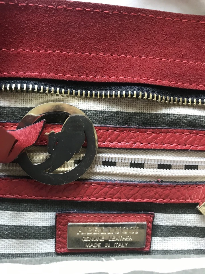 Bolso de cuero rojo para mujer A. Bellini hecho en Italia  Foto 3 de 4