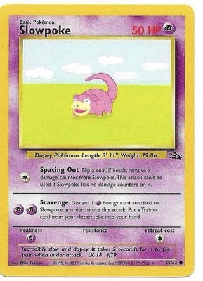 1999 Pokémon Fossil TCG Slowpoke Non-Holo Common Card 55/62