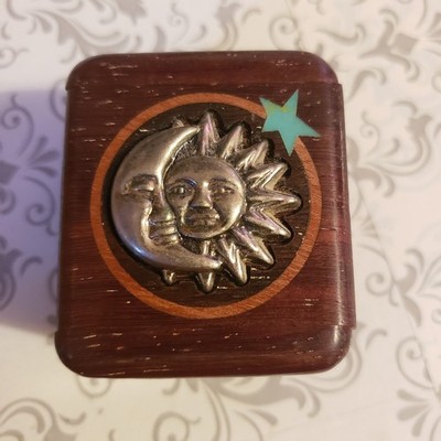 Vintage Heartwood Celestial Puzzle box Metal Celestial Emblem 90's Eclectic 